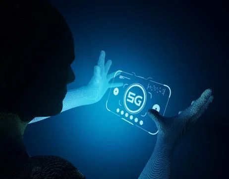 5G Internet, high-speed data transmission and storage, artificial intelligence Illustrazione stock