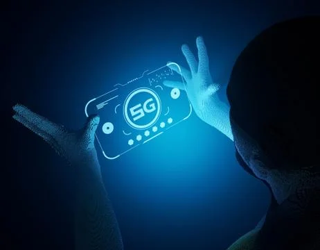 5G Internet, high-speed data transmission and storage, artificial intelligence Illustrazione stock