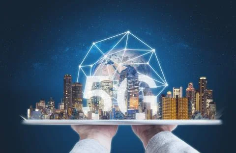 5G internet network and technology. Element of this image are furnished by NASA Stock Photos