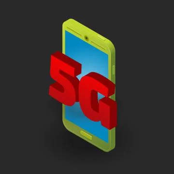 5g internet network isometric banner in vector Stock Illustration
