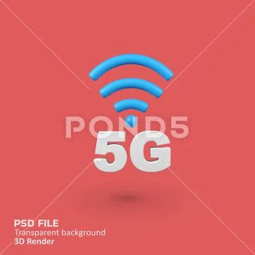 5G Internet Network Signal isolated 3d render icon illustration PSD Template