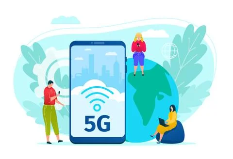 5g internet technology vector illustration. Global data connection and Illustrazione stock