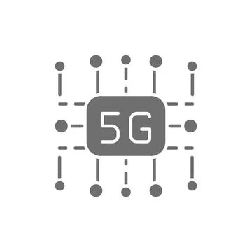 5G internet technology, wireless chip grey icon. Stock-Illustration