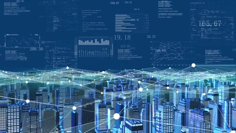 5g Internet of things big data smart city Stock Footage 198979143