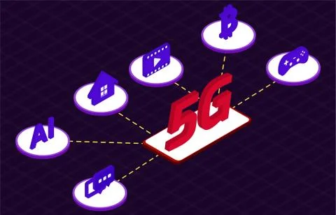 5G isometric infographic. Stock Illustration