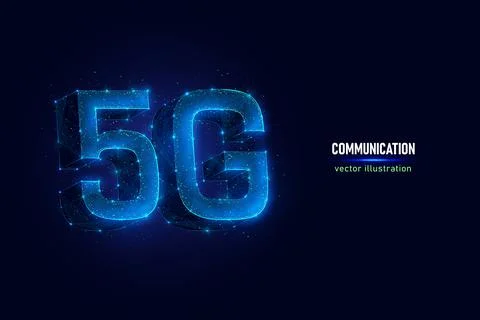 5G low poly vector illustration Stock Illustration