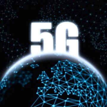 5g LTE mobile web, global WiFi connection telecommunication network, Internet Illustrazione stock
