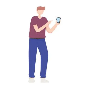 5G, man using smartphone technology wireless device Illustrazione stock