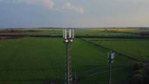 5G mast technology transmitter in UK countryside. Hull.UK Stock Footage 259566814