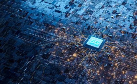 5G microchip technology background, futuristic Global 5G Mobile Networks Inte イラスト素材