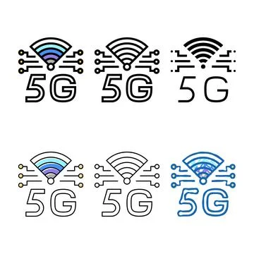 5g mix high speed network color icon vector Stock Illustration