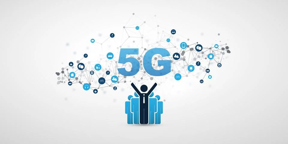 5G Mobile Cloud Computing, Internet of Thinghs and Networks Design Concept .. Illustrazione stock