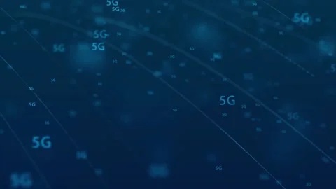 5G Mobile Communication Network Symbol Moving On A Blue Screen Vidéo 140001688