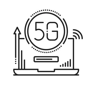 5G mobile data transfer broadband line icon 스톡 일러스트