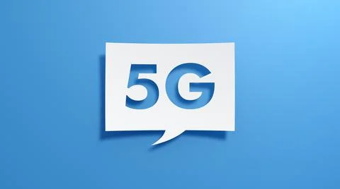 5G Mobile Internet Network Speech Bubble. 3D Render. Stock Illustration