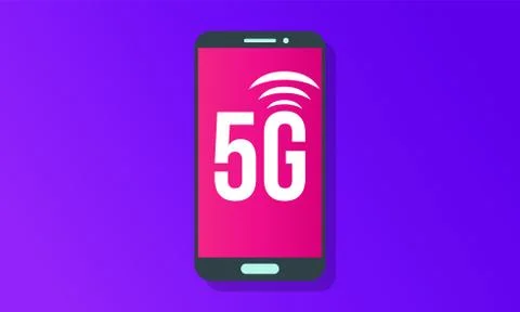 5G mobile internet network vector logo poster Illustrazione stock