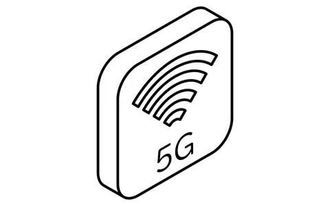 5G mobile network communication isometric line icon with antenna tower and .. Illustrazione stock