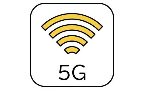 5G mobile network communication line icon with antenna tower and high-speed.. Stock Illustration