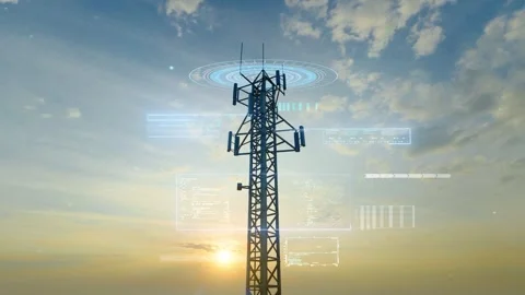 5G mobile network signal tower in mountainous area Stock Footage 318566461