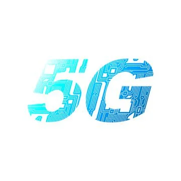 5G mobile networking from circuit board on white background. 스톡 일러스트