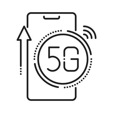 5G mobile smartphone broadband thin line icon Stock Illustration