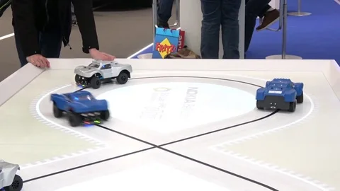 5G mobile transport by Nokia, virtual engineering terminal on exhibition fair Stock Footage