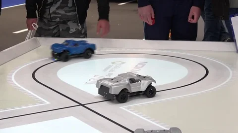 5G mobile transport by Nokia, virtual engineering terminal on exhibition fair Stock Footage