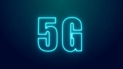 5G modern background. Neon technology backdrop. Fifth generation mobile communic Stock Footage 171124633