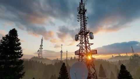 5G mountain communication base station signal tower transmitting tower Video stock 288173070