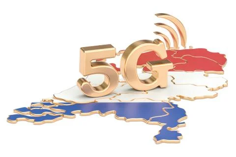 5G in Netherlands concept, 3D rendering Illustrazione stock