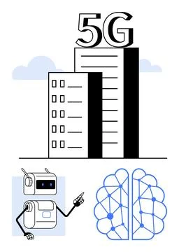 5G Network with AI Robot and Neural Network Concept for Advanced Communicat.. Stock Illustration