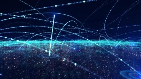 5G network and digital holographic technology city Stock Footage 318566796
