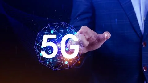 5G network concept, Business using with holographic digital globe with inte.. Stock Photos