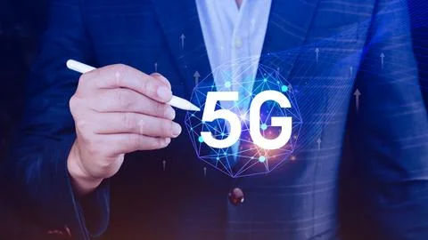 5G network concept, Business using with holographic digital globe with inte.. Stock Photos