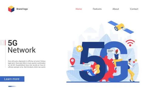 5G network concept vector illustration, cartoon flat networking user people Stock Illustration
