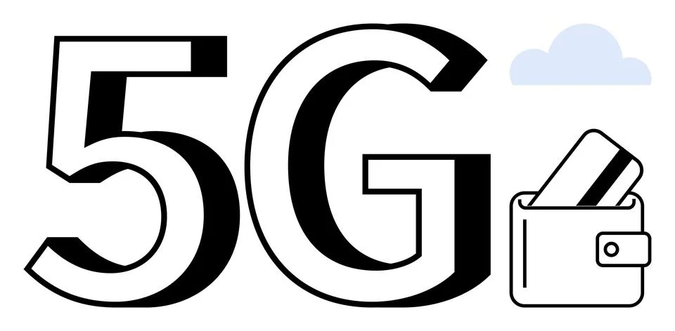 5G Network Concept with Wallet and Cloud Icon Digital Payments and Connectivi Stock Illustration