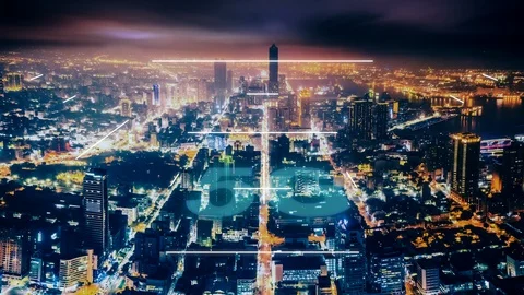 5G network connection with city background concepts  Stock Footage 127346957