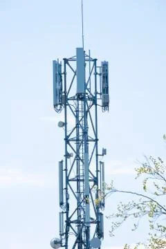 5G Network Connection Concept-5G smart cellular network antenna base station on Stock Photos