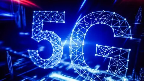 5G network connection on dark background. 3d rendering toned image Stock-Fotos