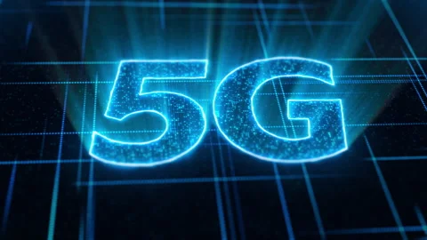 5G Network connection data symbol launching high speed online transfer Stock Footage 255086204