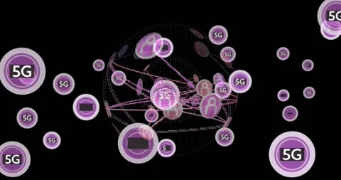 5G network connections and data processing over digital globe animation Stock Footage 330594197