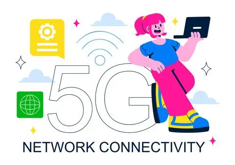 5G Network Connectivity Wireless Technology Vector Illustration Featuring T.. Stock Illustration