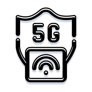 5g network device secure wireless shield icon Stock Illustration