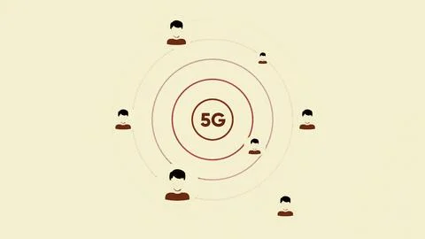 5G network digital concept. Motion. 5G high speed internet network Ilustración de archivo