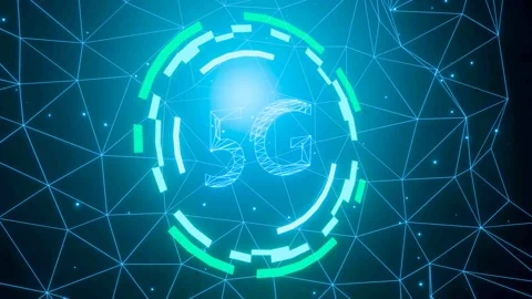5G network digital hologram and internet  background.3D Rendering Stock Footage 196382211