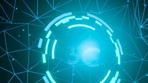 5G network digital hologram and internet  background.3D Rendering Stock Footage 196382218
