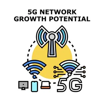 5g network growth potential connecting digital devices Stock Illustration