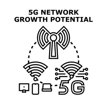 5g network growth potential connecting digital devices Stock Illustration