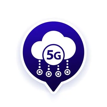5G network icon with cloud, vector design Stock Illustration