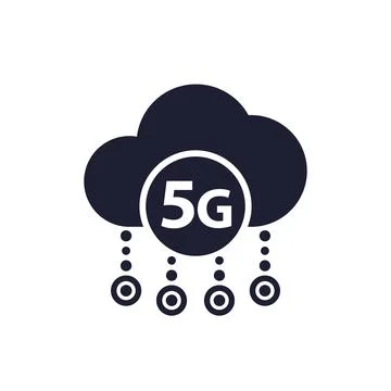 5G network icon with cloud on white 스톡 일러스트